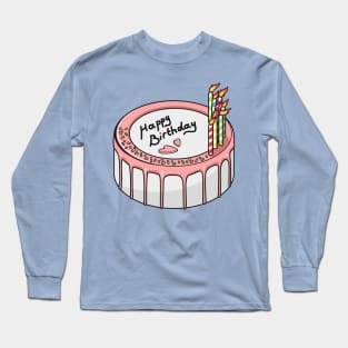 Birthday cake cartoon illustration Long Sleeve T-Shirt